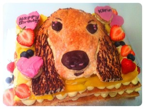 Cherie Kelly's Mango Millefeuilles (Napoleons) with puppy RoyRoy's face