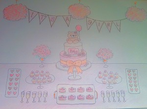 Cherie Kelly's Teddy Bear Baby Shower Cake and Macarons