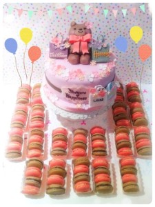 Cherie Kelly's Teddy Bear Baby Shower Cake and Macarons