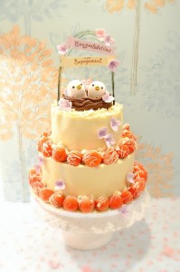 Cherie Kelly's Love Birds Strawberry and Chocolate Mousse Engagement Cake