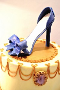 Cherie Kelly's Blue High Heel Shoe with Bow and Jewel Cake