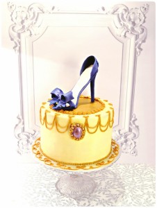 Cherie Kelly's Blue High Heel Shoe with Bow and Jewel Cake