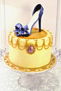 Cherie Kelly's Blue High Heel Shoe with Bow and Jewel Cake