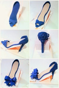 Cherie Kelly's Blue High Heel Shoe with Bow and Jewel Cake