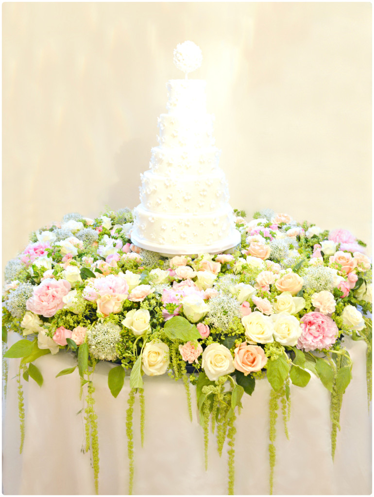 Flowers, Pearls and Beads Applique Pomander Wedding Cake