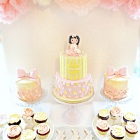 Pink and Cream Bunny Rabbit Themed Cake Table at Reigate Hill Golf Club Surrey