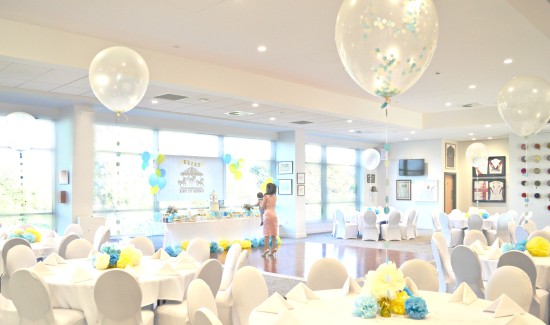 Gold, Yellow and Blue Carousel themed Birthday Party Cake and Dessert Table London Cherie Kelly