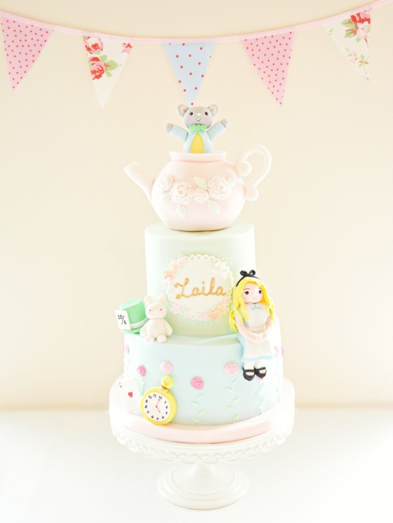 Alice in Wonderland Theme Teapot Madhatter Pastel Birthday Party Cake Table Cherie Kelly London